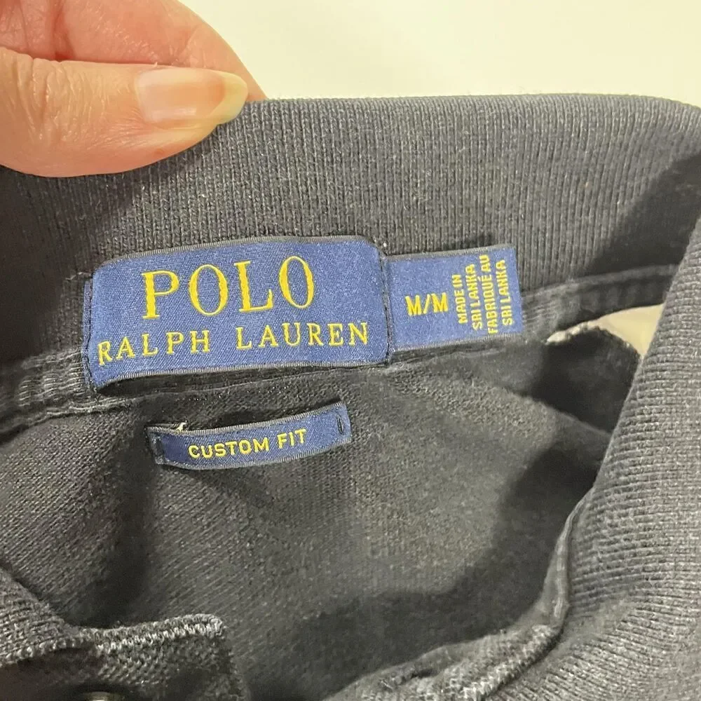 Polo Ralph Lauren Germany Polo Shirt Vintage Porsche Black Custom Fit DEU Rugby